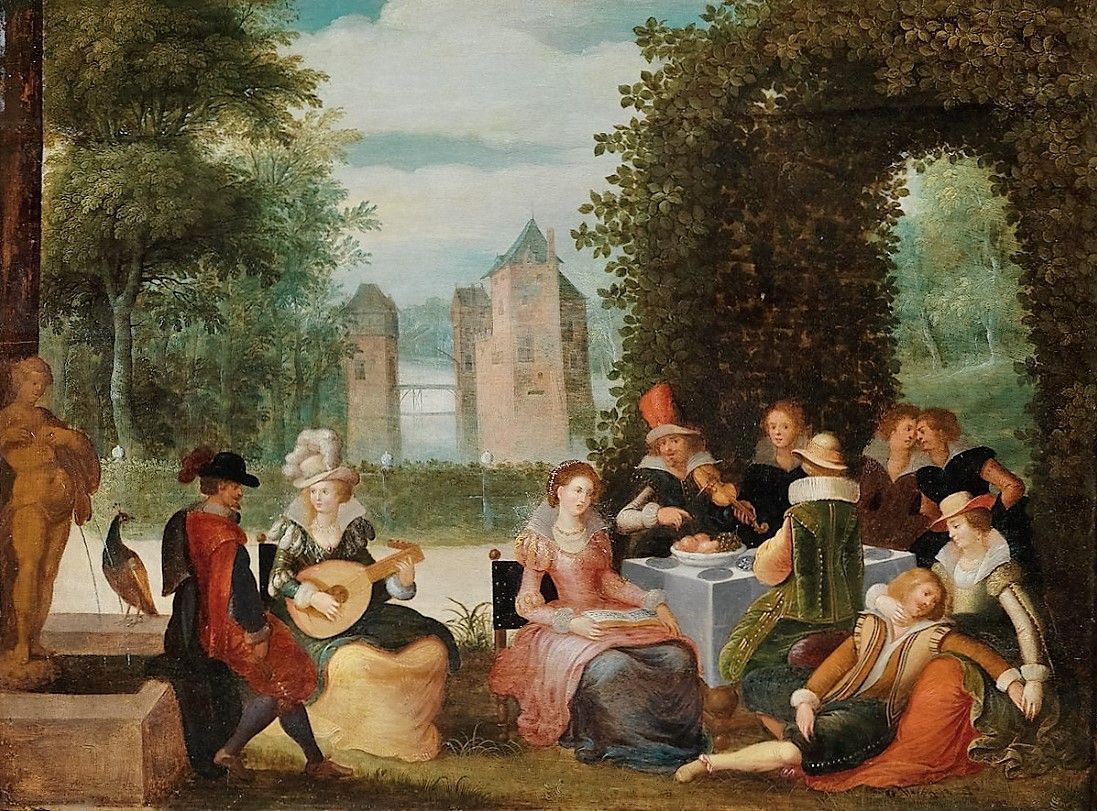 Картина 16. Луи де Коллери. Луис де Коллери. В парке. Луи де Коллери картины. Европейская живопись 17-18 века.